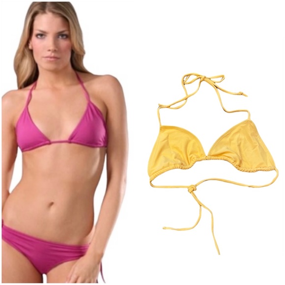 Rachel Pally Ibiza Slide Triangle Yellow Bikini Top - Picture 10 of 11